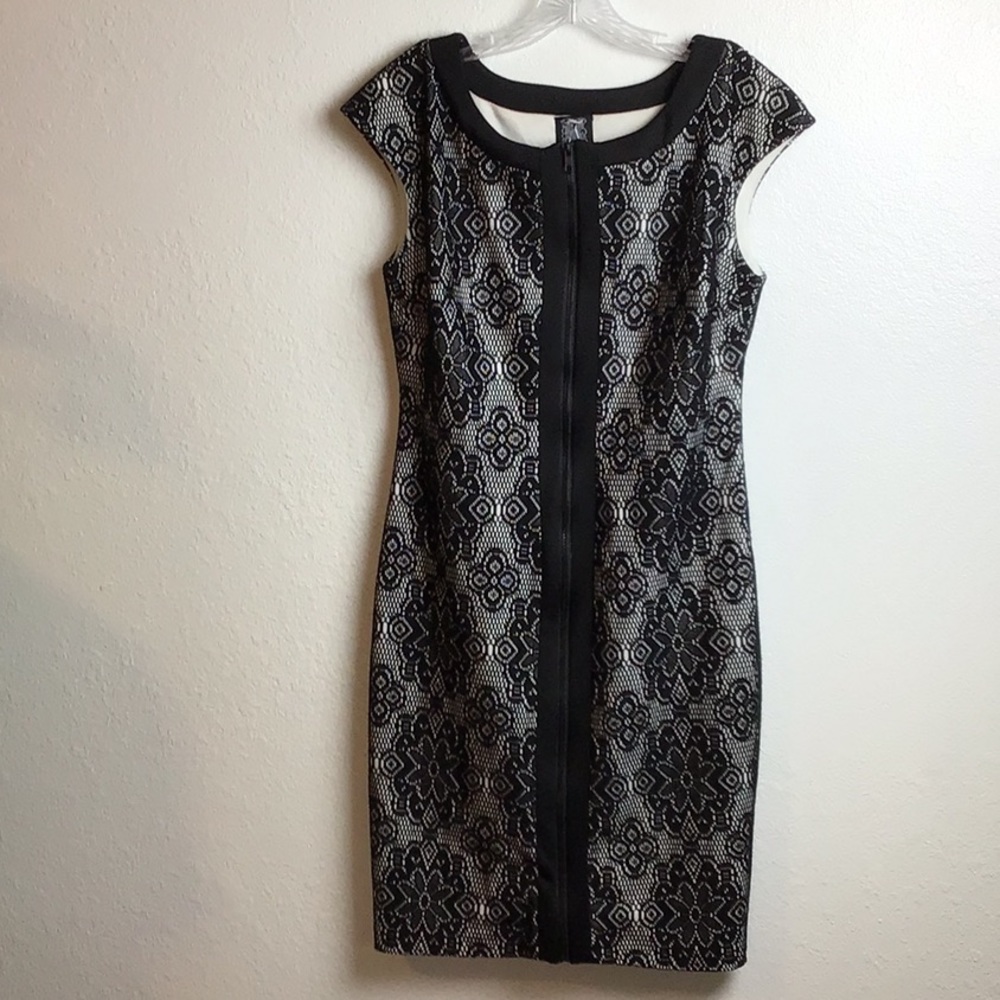 JAX WOMENS BLK/WHITE SLEEVELESS DRESS